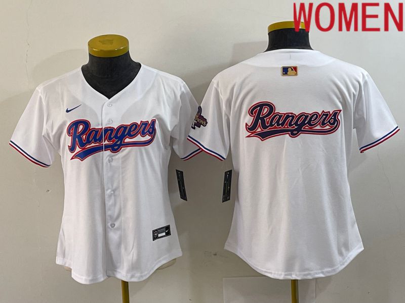 Women Texas Rangers Blank White Champion Game Nike 2024 MLB Jersey style 2->women mlb jersey->Women Jersey
